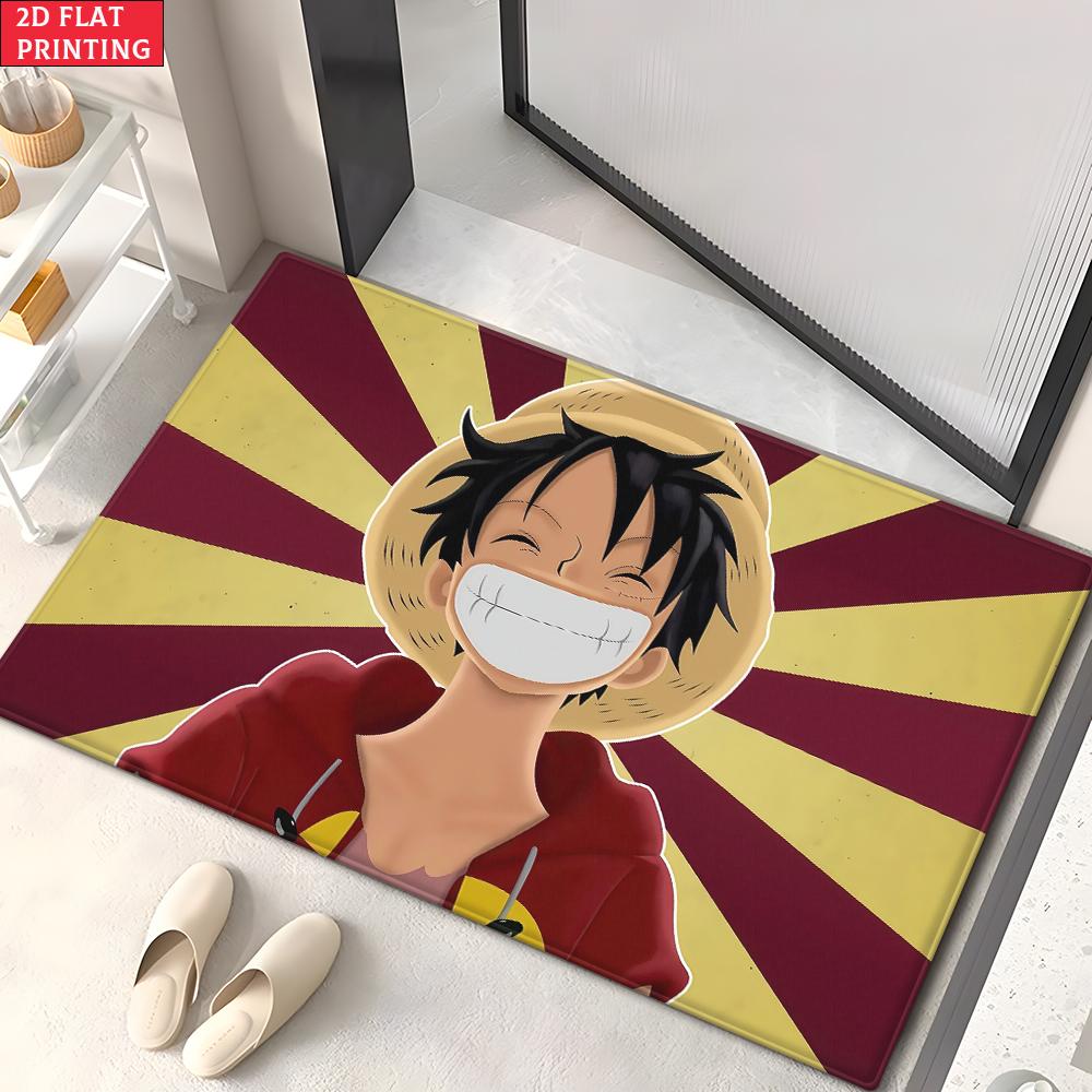 Anime Straw Hat Crew Doormat, Cartoon Pirate Non-slip Floor Mat, Decorative Entrance Rug for Home Living Room Bedroom Game Room