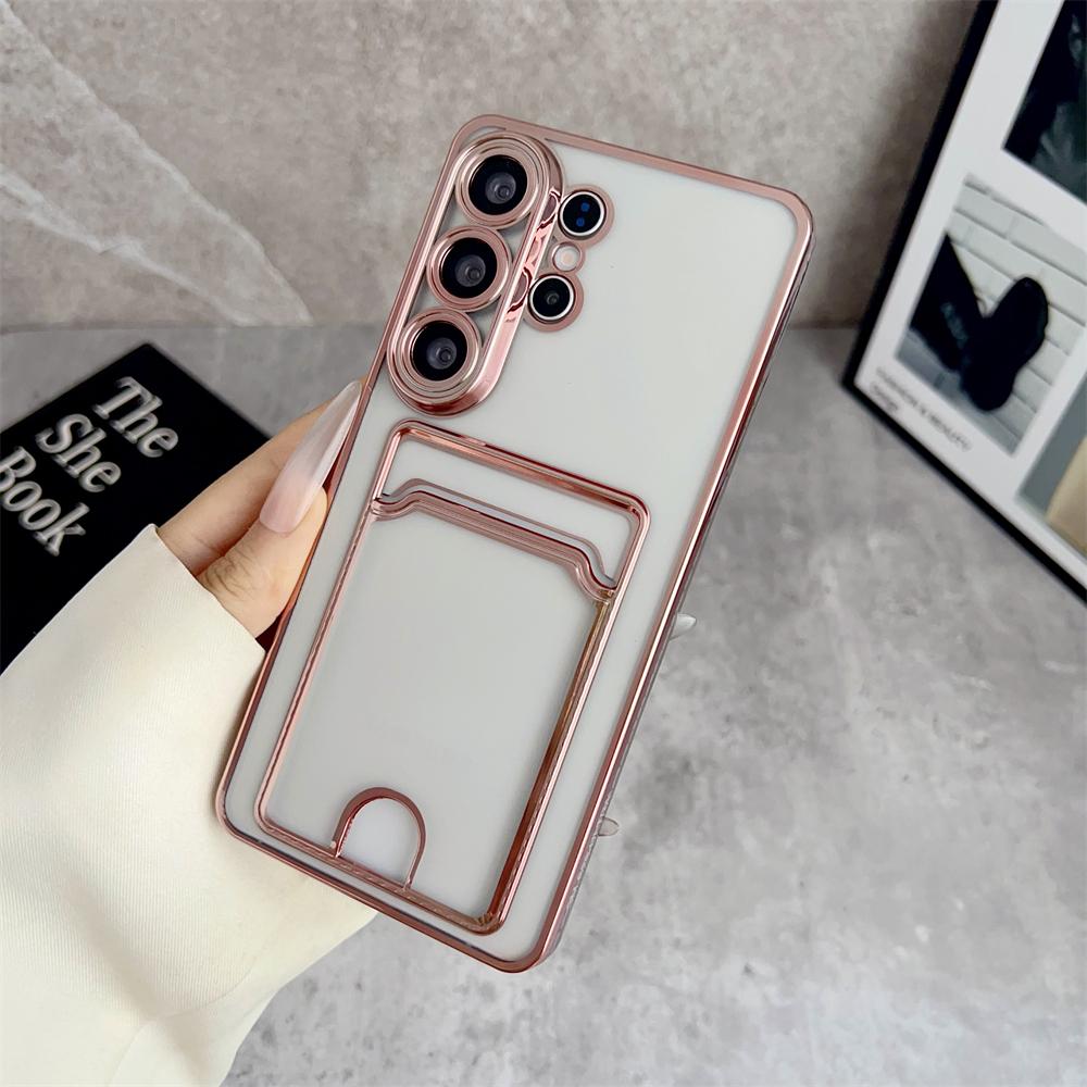 

Card Pocket Wallet Clear Case For Samsung Galaxy S26 S25 Ultra S24 FE S23 S22 S21 Plus Ultra S26 Edge A55 A56 A26 Plating Cover Galaxy S26