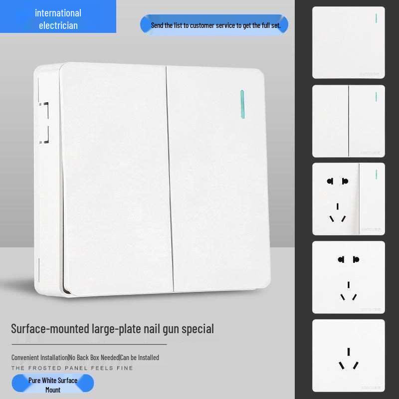 Priză electrică ultra-subțire de 16A cu montaj aparent cu panou de perete cu cinci găuri pentru uz casnic și pentru aparat de aer condiționat