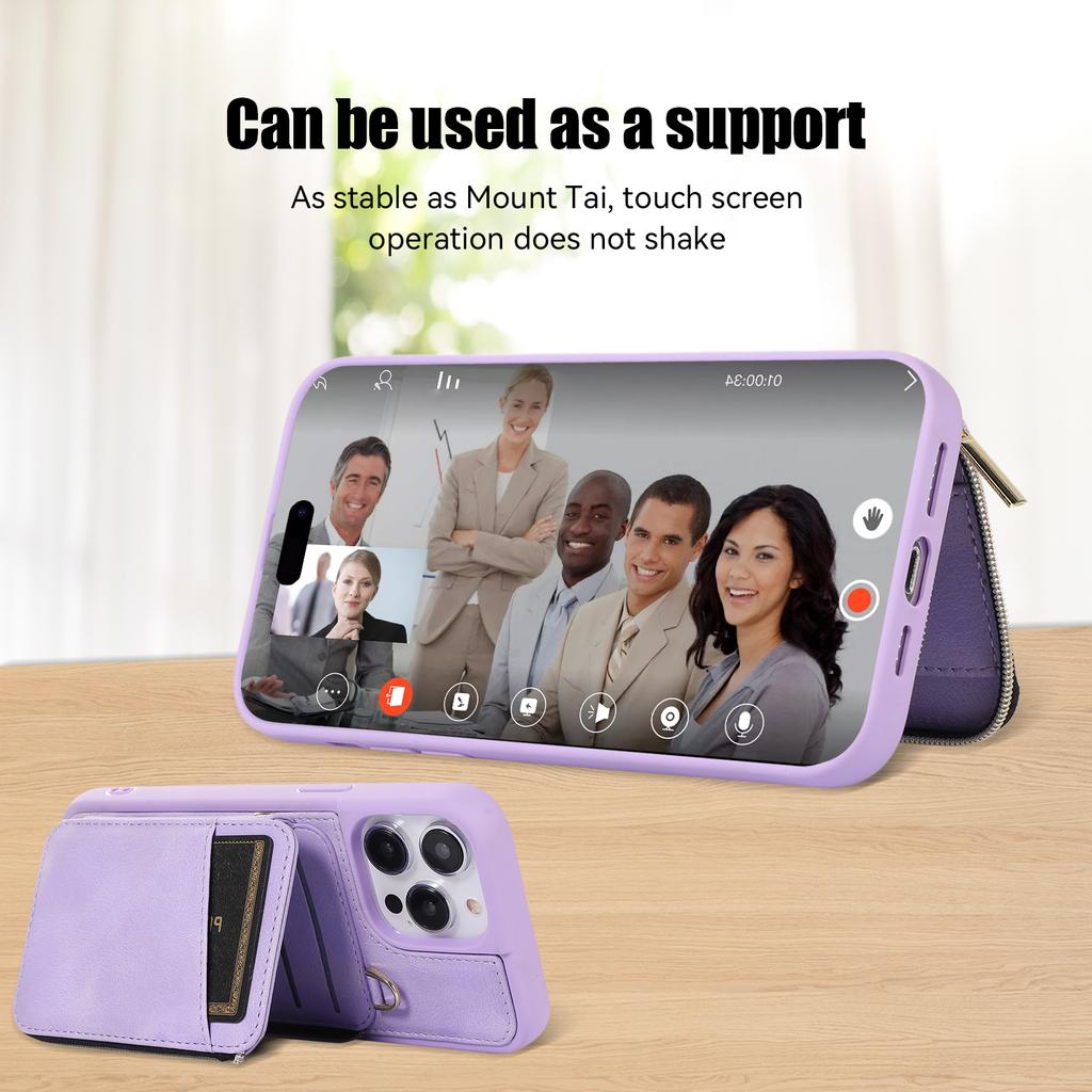 Crossbody Leather Zipper Wallet Cards Bag Phone Case for iPhone 14 Pro Max 15 13 12 11 XS XR X SE 2022 8 7 6 6S Plus Stand Cover