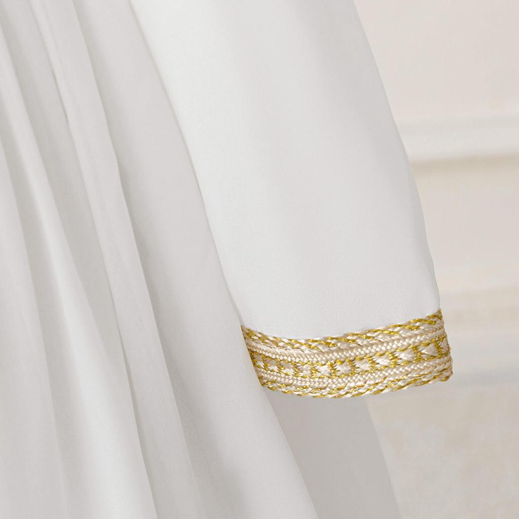 Rochie de seară din șifon brodat cu mâneci lungi pentru fete, cu fustă cu panglică