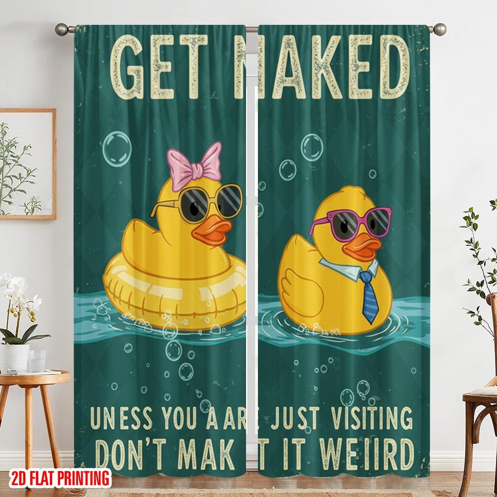 2pcs 2D flat printing Window Curtains Rubber Ducks Pool Summer Polyester Without Electricity Festive Holiday Perfect for Festive
