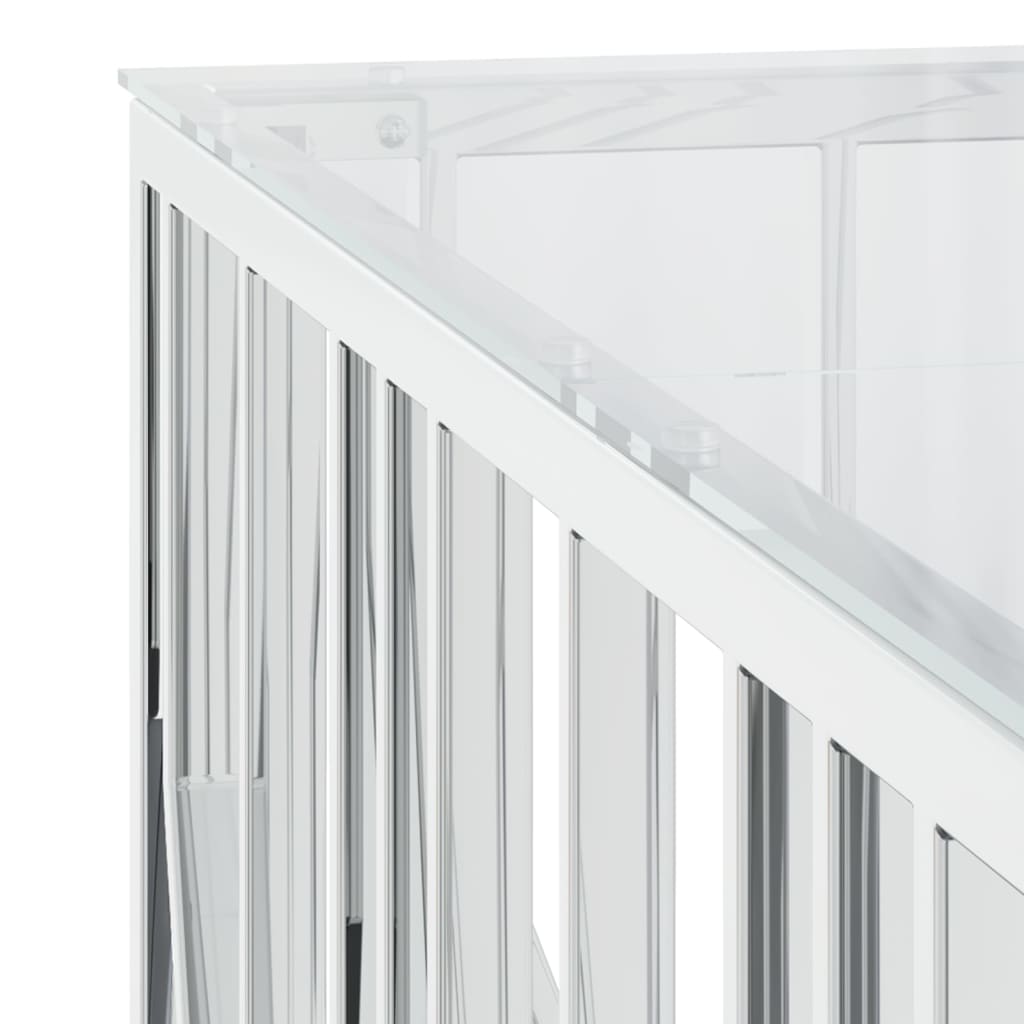 Coffee Table 100 X 100 X 50 Cm Stainless Steel and Glass