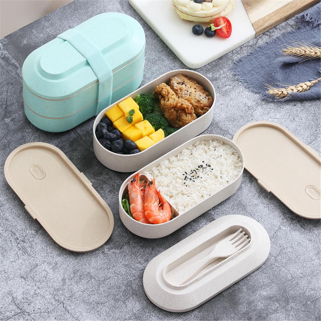 Sagit Three Layer Lunch Box Microwave Food Container Set with Reusable Fork Spoon