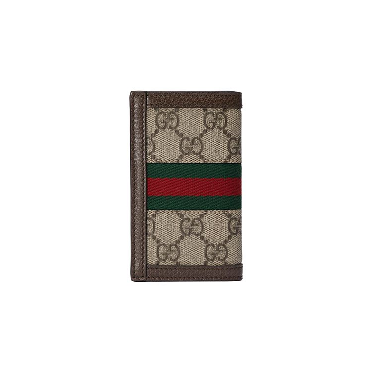 Gucci Canvas And Leather Trim Card Holder With Gold Hardware Men Accessories Beige Dark-Brown 734943-96IWT-8745