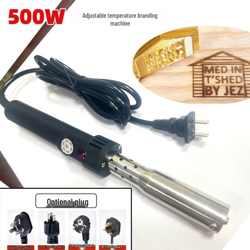 Adjustable 500W Handheld Copper Mold Branding Machine for Wood, Hamburger, and Coconut Stamping