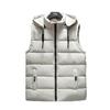 Men's Korean-Style Sleeveless Cotton Vest with Removable Hood, Warm & Trendy for Autumn and Winter.