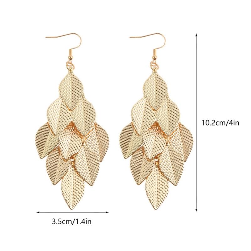 Lightweight Zinc Alloy Dangle Leaf Earrings For Women Elegant Tassels Designs Hypoallergenically Jewelry Accessories