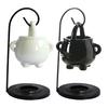 Hanging Pagan Cauldron Oil Burner Wax Warmer Aroma Diffuser with Handle Ceramic Tealight Candle Holder Witch Halloween Decoration