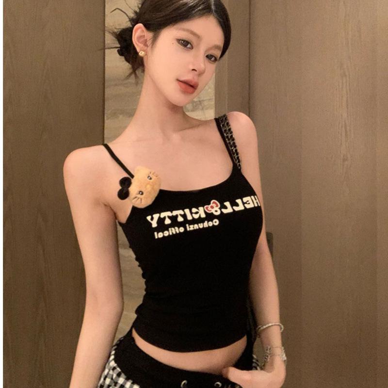 Amerikanisches Retro-Damen-Schlankheits-Süßes Buchstaben-Camisole