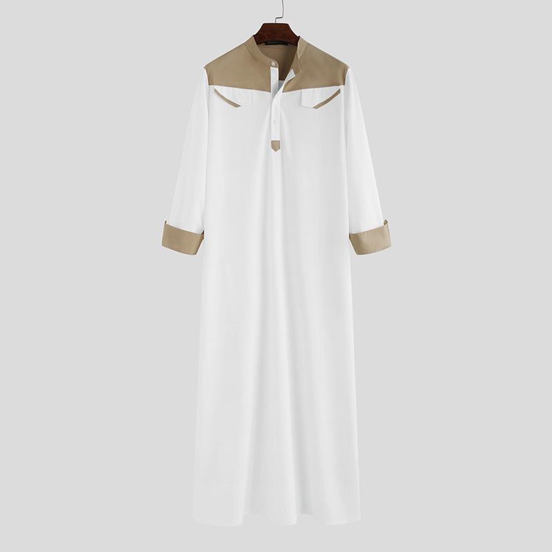 Dubai Islamic Men's Color Block Long Robe