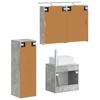 4 Piece Bathroom Furniture Set Concrete Grey Engineered Wood and Glass