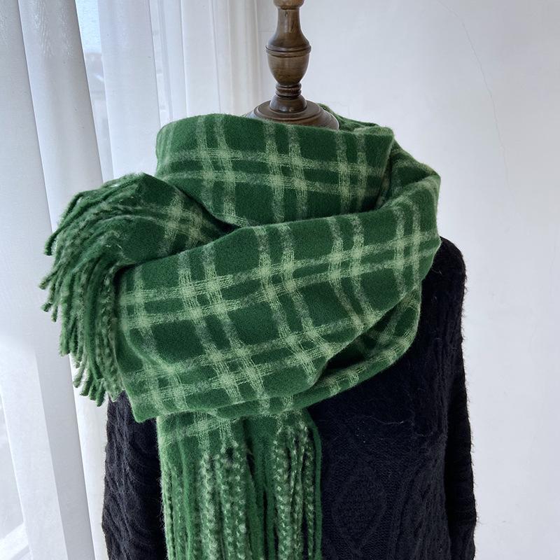 Plaid Scarf Women's Winter New Retro Warm Scarf Imitation Cashmere Shawl