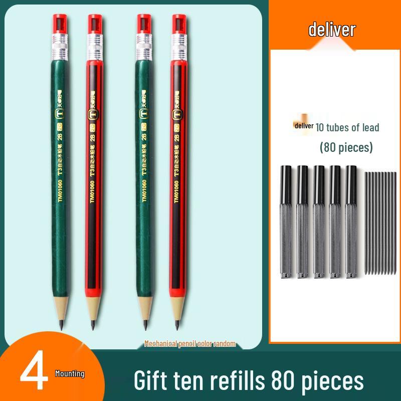 

2B Mechanical Pencil with Thick Lead - Refillable, Push-Button, Self-Sharpening for Elementary School Students 2B