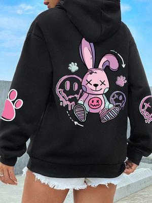 Hip Hop Street Casual Printed Damen Hoodies Fashion Hoodie Übergröße Lose Neue Sweatshirts Herbst Warme Fleece-Kleidung