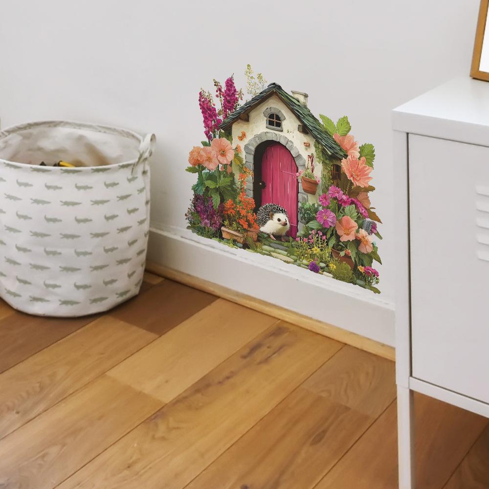 Creative Flower Hedgehog House Living Room Dining Room Home Decoration Wall Stickers