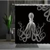 Funny Sea Monster Octopus Shower Curtain Marine Organism Tentacle Black And White Style Bath Curtains Bathroom Decor Fabric Hook