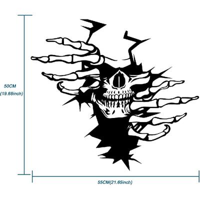 JSCARLIFE 2Pcs Skull Car Body Sticker, Self-Adhesive Vinyl Graphics Decals for Car/Truck, Universal Car Hood Body Side Rear Window Stickers
