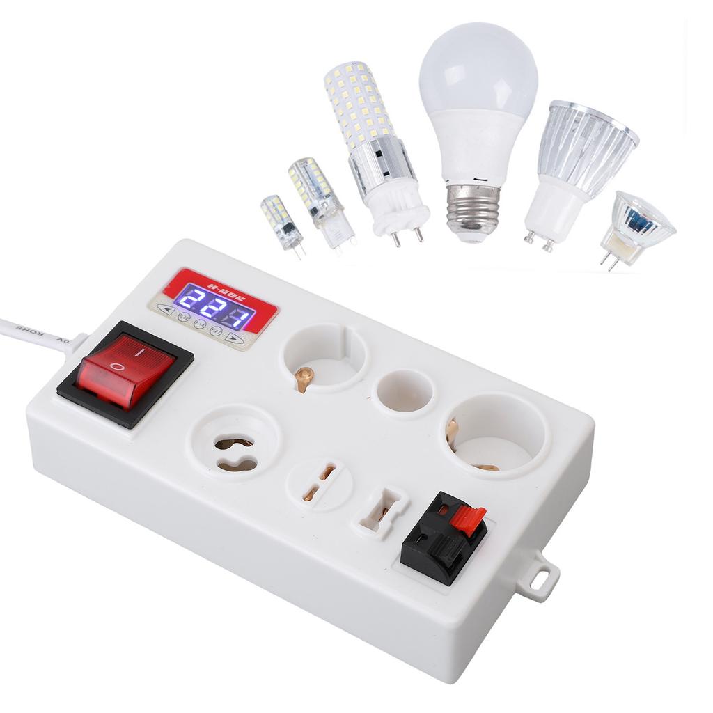 Lamp Tester Box PC Casing LED Display Quick Response LED Voltage Tester Accurate Measurement for B22 E14 E27 GU10 G4 To G12 G9
