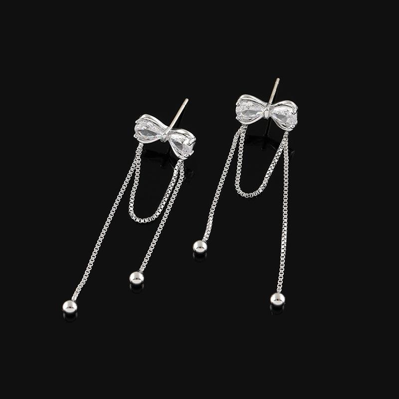 

Exquisit Zircon Bowknot Tassel Drop Earrings for Women Girls Fashion Light Luxury Long Dangle Earrings Wedding Jewelry Wholesale