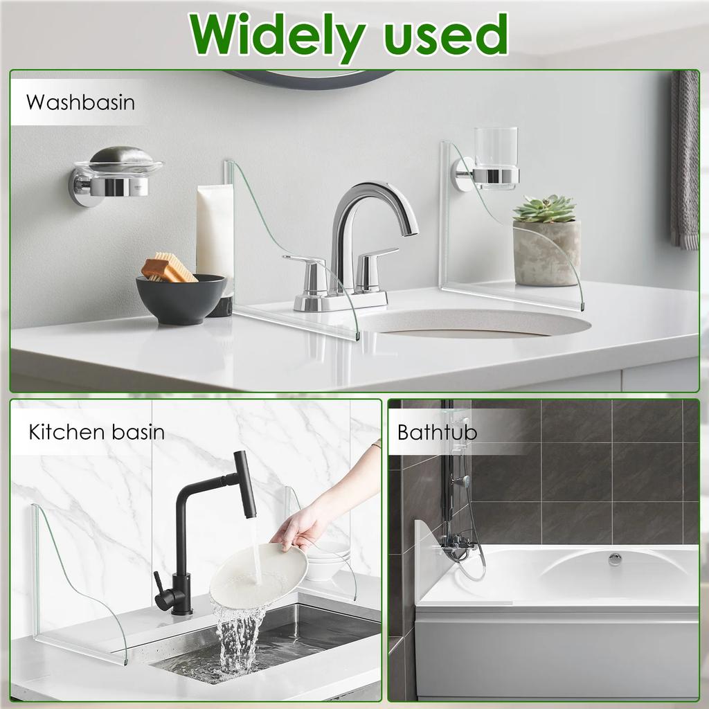 2Pcs Waterproof Acrylic Shower Splash Guards Transparent Reusable Bathtub Water Guards Wear Resistant Tub Corner Guards for Tub