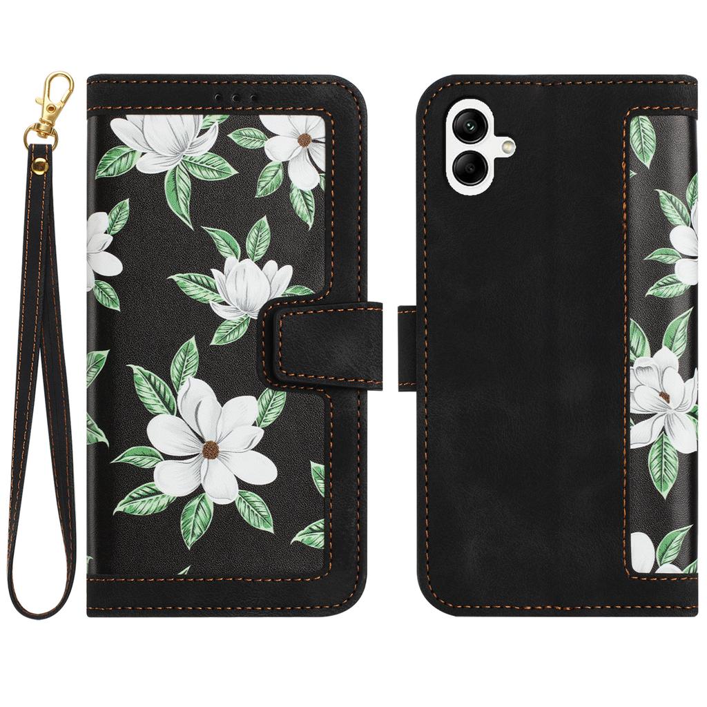 For Samsung Galaxy A06 4G Case PU Leather Floral Phone Cover with Card Slots