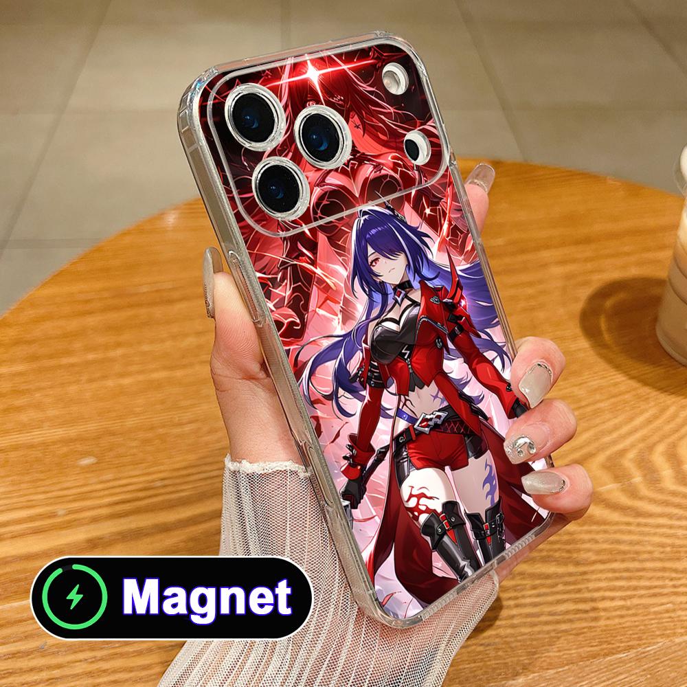 HSR Acheron Clear TPU Magsafe Mobile Phone Case for iPhone 17 16 15 14 13 12 11 Air Pro Max Plus Mini Colorful Cover