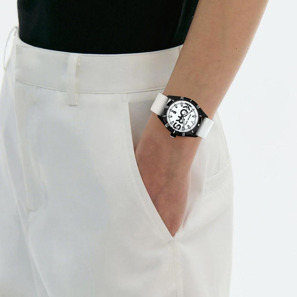 MICHAEL KORS Wrist Watch Quartz Movement Rubber Strap 44mm White Dial Men's Watches 50m Water Resistant MK8893