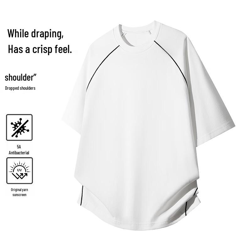 

VUUG Men s Retro American Style Exposed Stitch Loose Short Sleeve T-Shirt 4XL