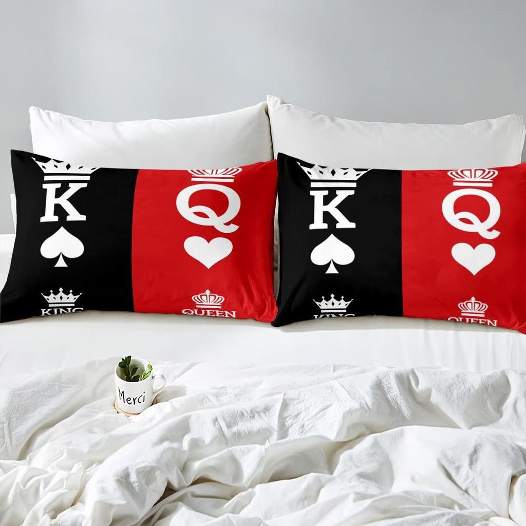 Couple Black And Red Series Three-Piece 3D Digital Printing, Bedding