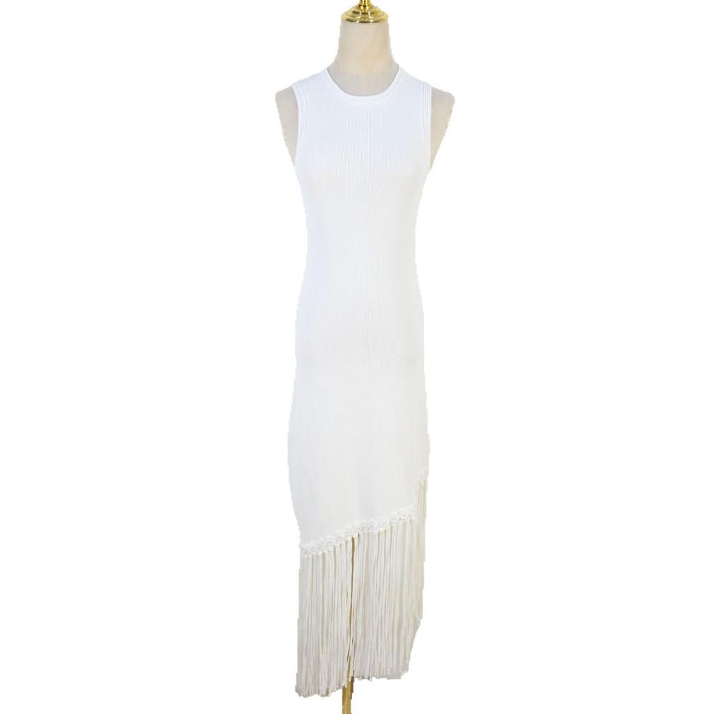 Elegant French Tassel Slimming Knitted Sleeveless Bodycon Dress for Women - Spring/Summer Collection
