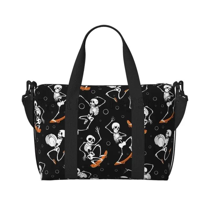 

Skateboard Skull Party Travel Duffel Bags Lightweight Waterproof Weekender Overnight Bag Foldable Carry on Bag for Sport Gym Bag