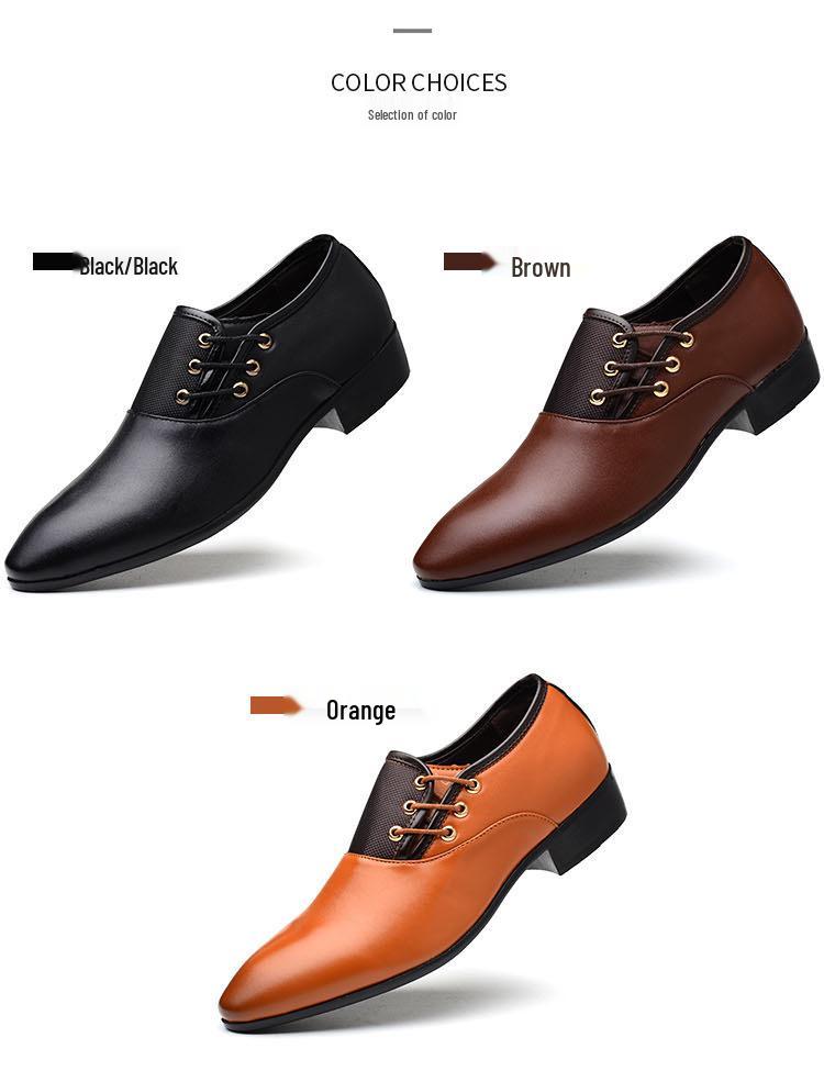 Men's Large Size Korean Style Leather Formal Business Shoes - British Pointed Toe, Breathable, Non-slip