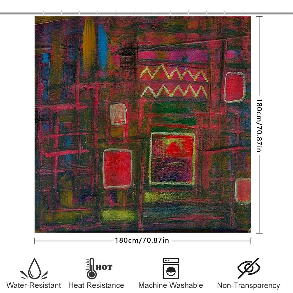 Artistic Shower Curtain Abstract Design With Bright Colors For Bathroom Decorations