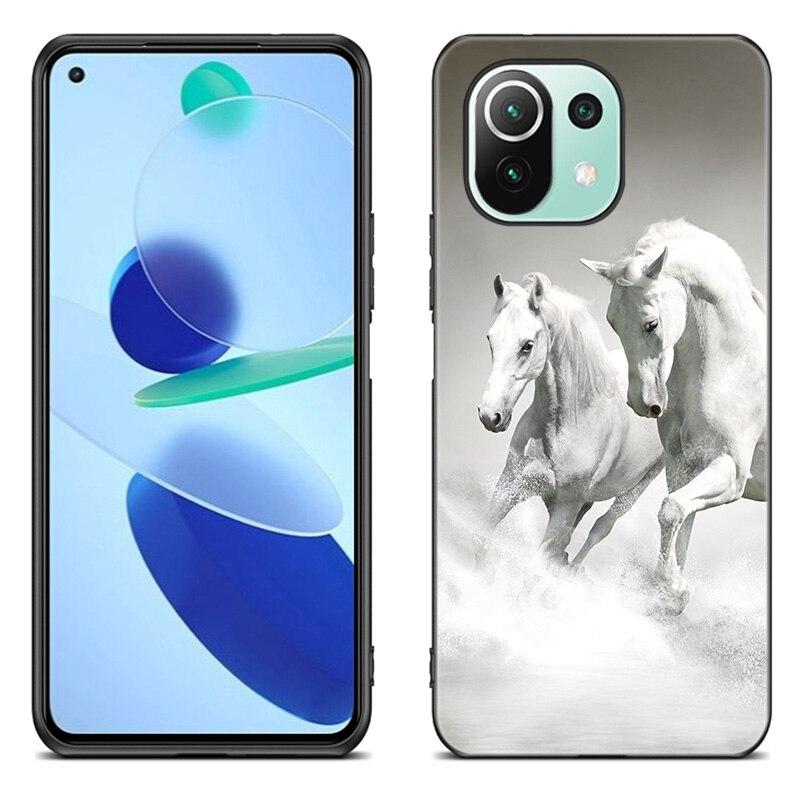 Horses Running Phone Case For Xiaomi Mi 11 Lite NE 11i 10T 11T Pro A2 A3 Lite POCO F3 M3 M4 C31 X3 Pro NFC GT Black Soft Cover