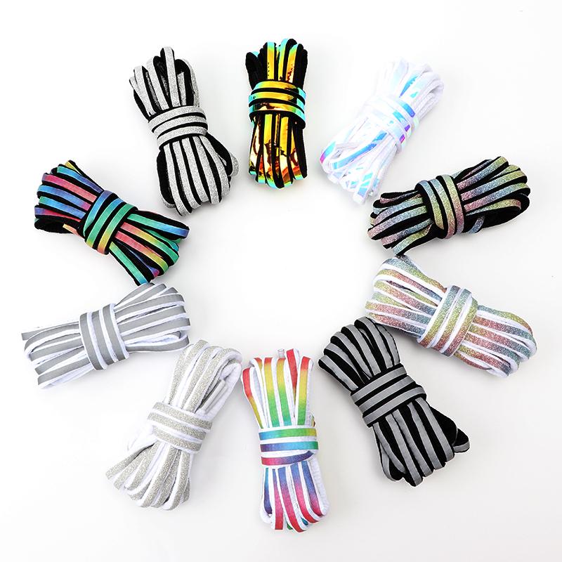 New Semicircle Reflective Shoelaces Luminous Laser Sneakers Shoelace Laser Sequin Shoe Laces Fluorescent Laces Shoes Shoestrings