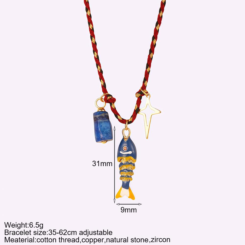 Collana Pesce Stile Boho Y2K per Donna Set da 3 Pezzi Carino Choker Stella Cuore Collari in Pietra Naturale Gioielli Estivi Trendy da Donna a Catena Lunga