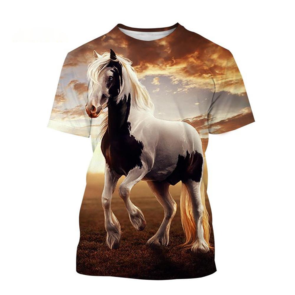 Summer Hot-Selling Fashion Animal Horse 3D Print Men's T-Shirt Casual Harajuku Style Comfortable Short Sleeve Top