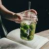 450ML Transparent Glass Iced Coffee Cup Ins Style Clear Glass with Lid and Straw Tea Cup Beer Juice Milk Water Cup Drinkware