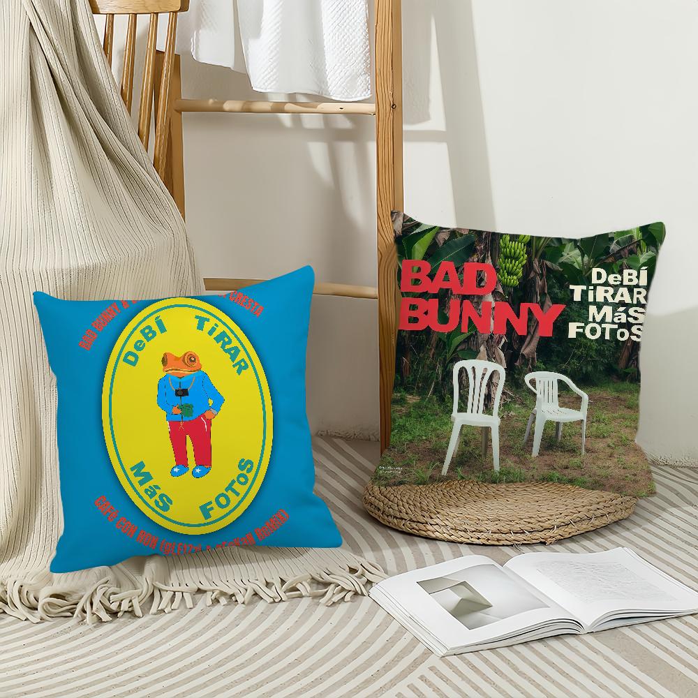 Rapper B-Bad B-Bunny Debi Tirar Mas Fotos Kissenbezug Büro Kissen Geeignet Für Sofa Auto Schlafzimmer Dekorativer Kissenbezug