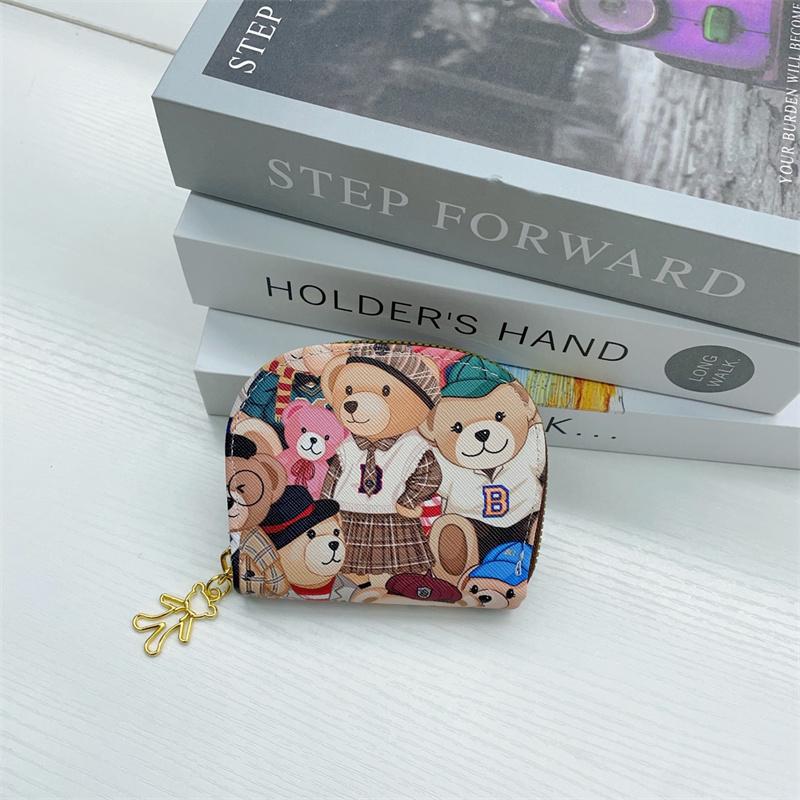 Little Bear Short Half Circle Wallet Card Bag Multi Functional Zero Wallet Female Card Holder Zipper Wallet