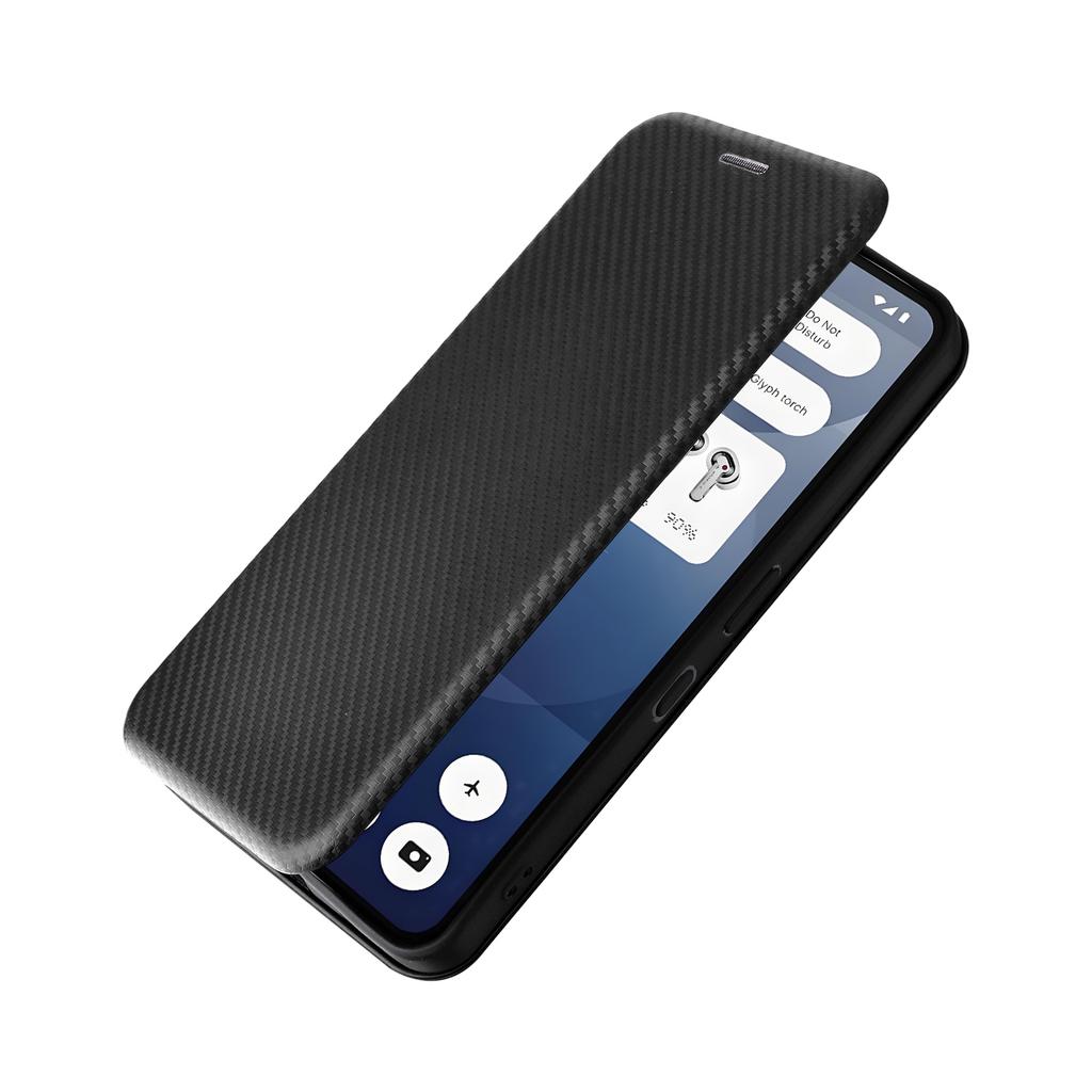 For Nothing Phone (3a) Case Carbon Fiber Texture Drop-Proof PU Leather Phone Cover