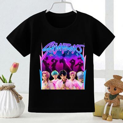 Kpop Demon Hunters Saja Boys Print Fashion Kids T Shirt Girls Summer Tops Baby Boys Clothes Black Children Short Sleeve T-shirts