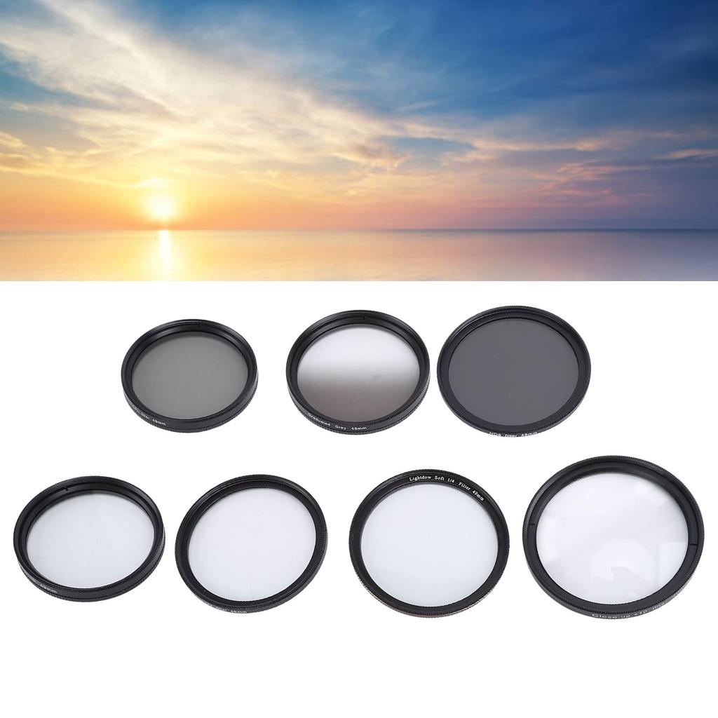 Camera Lens Filter Kit UV CPL ND8 Soft White Graduated Grey 10X Macro 6 Points Star Filter Set for Photography