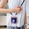 For Samsung Galaxy Z Flip7 FE 5G/Z Flip6 5G Small Flowers Pattern PU Leather Coated PC Phone Cover with Crossbody Strap