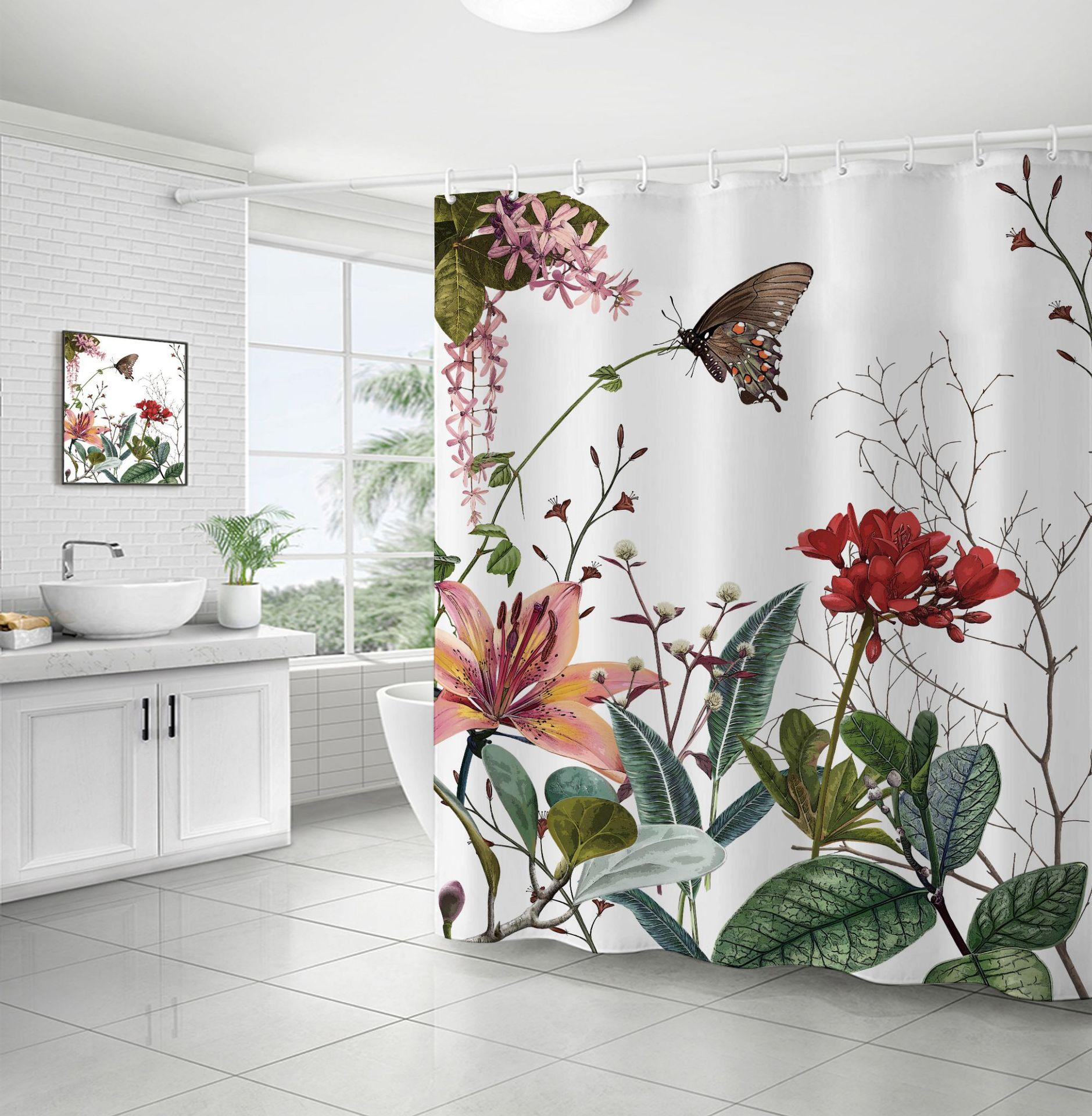 

Butterfly Fashion Shower Bath Curtains Waterproof Fabric Cloth Bathroom Decoration Supply Washable Bath Room Curtain Douche W60H190(CM)-1 Pcs