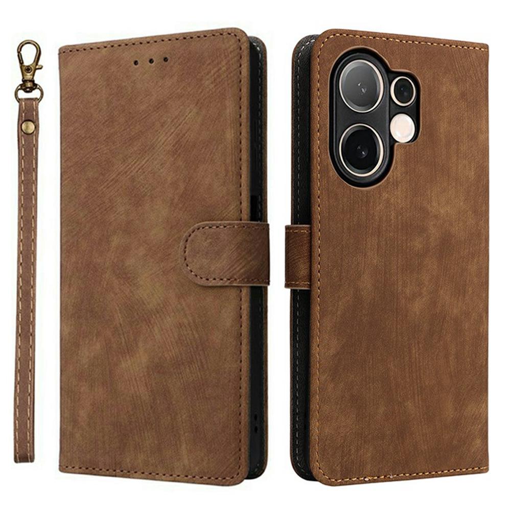 For vivo V60 5G Case Wallet RFID Blocking PU Leather Phone Cover Stand with Strap