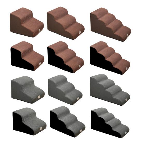 Dog Stairs for Small Dogs Curved Dog Steps Indoor Puppy Older Pets Ramp with Washable Cover Non-Slip Bottom Stairs for Puppies Medium Pets