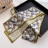 Women Silk Feel Printed Design Scarf Shawl  Luxury Long Narrow Small Silk Scarves Ladies Headband Headscarve