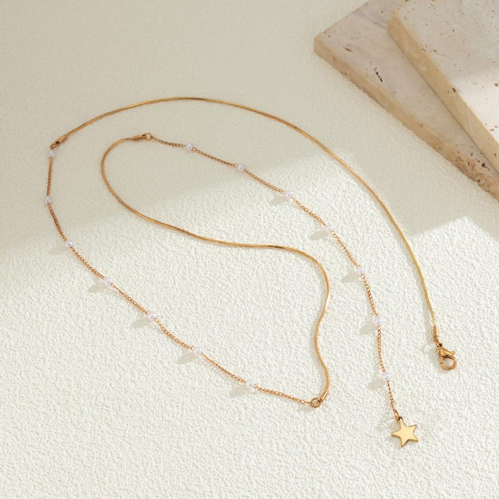 Accessories, Niche Design Sweet and Cool Imitation Pearl Necklace, Simple DIY Sequined Star Necklace